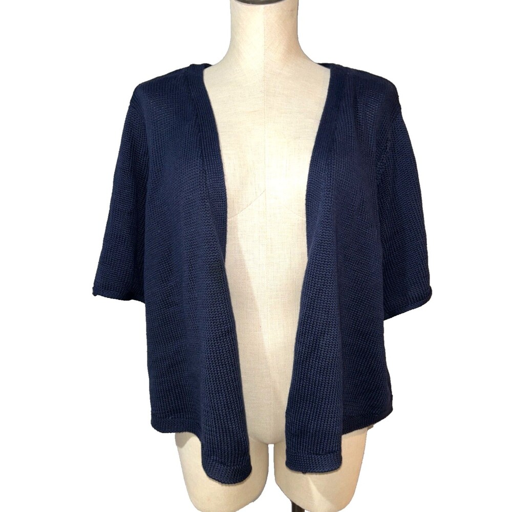 Woman Within Women’s Cotton Cardigan Sweater size 1X Short Sleeve Cotton Blend